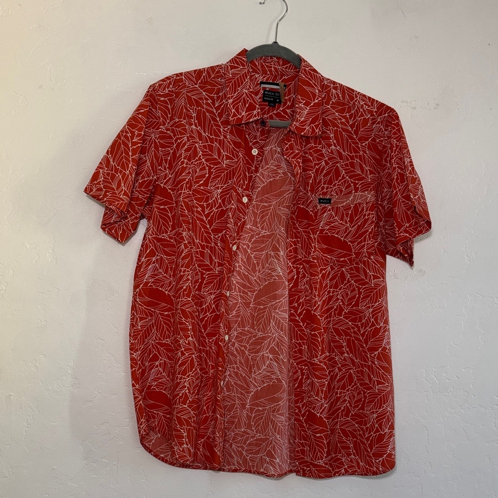 RVCA Red Leaf Print Men's Casual Shirt